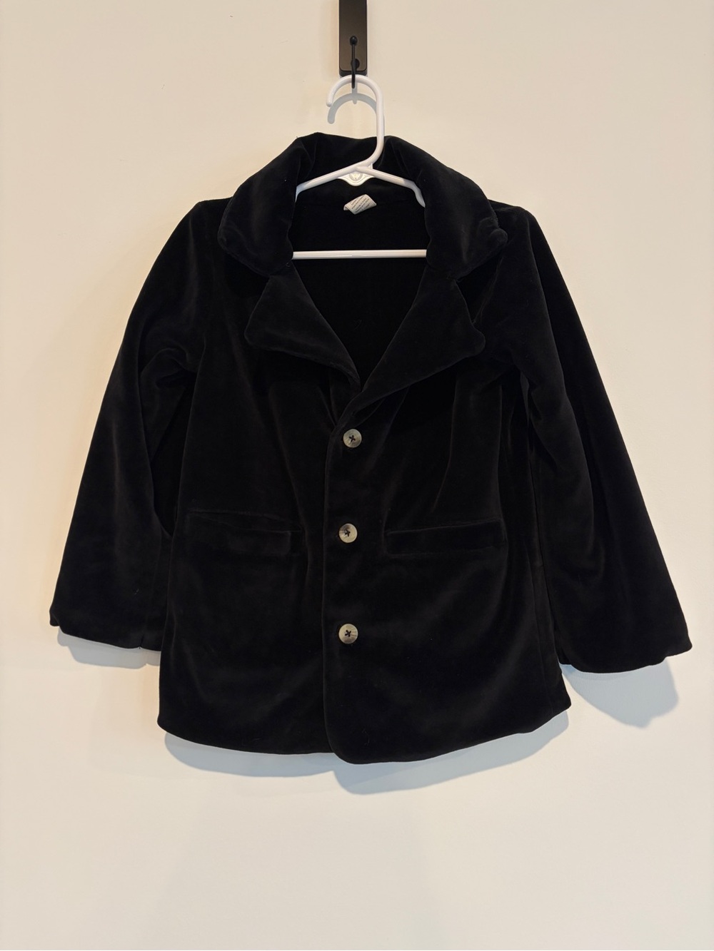 Kate Quinn Size 6Y Black Organic Cotton Velvet Button Down Blazer Coat Jacket